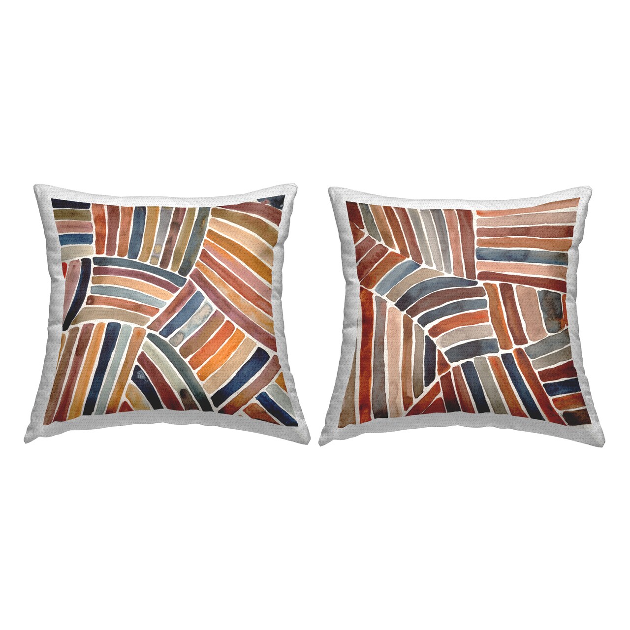 Stupell Industries Muted Boho Patterned Stripes 2pc Outdoor Pillow Set, 18 x 7 x 18